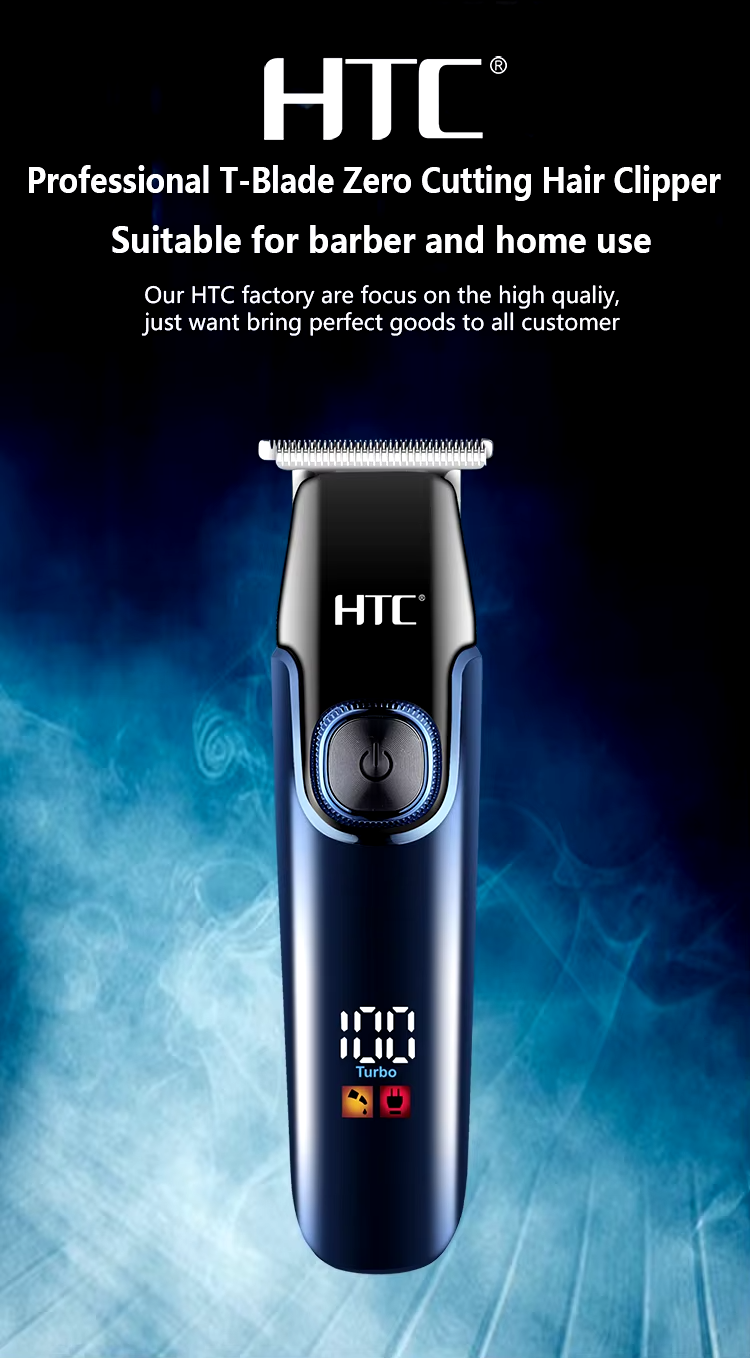HTC AT-588 Hair Clipper, Zero-Cut, LED Display, 2 Speeds, Lithium Battery
