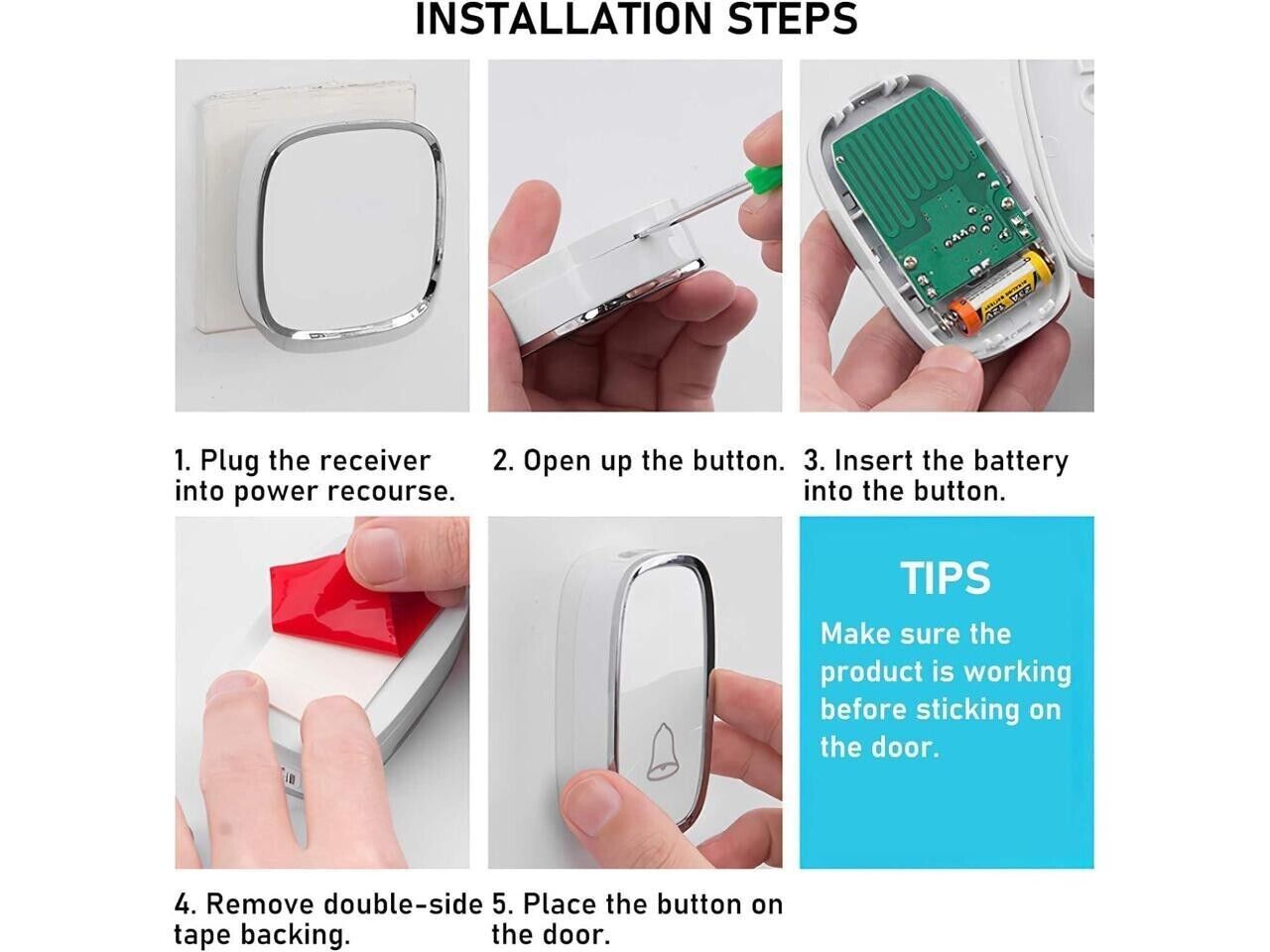 SK Depot Ultra-Long Wireless Range Waterproof Wireless Doorbell Chime Kit