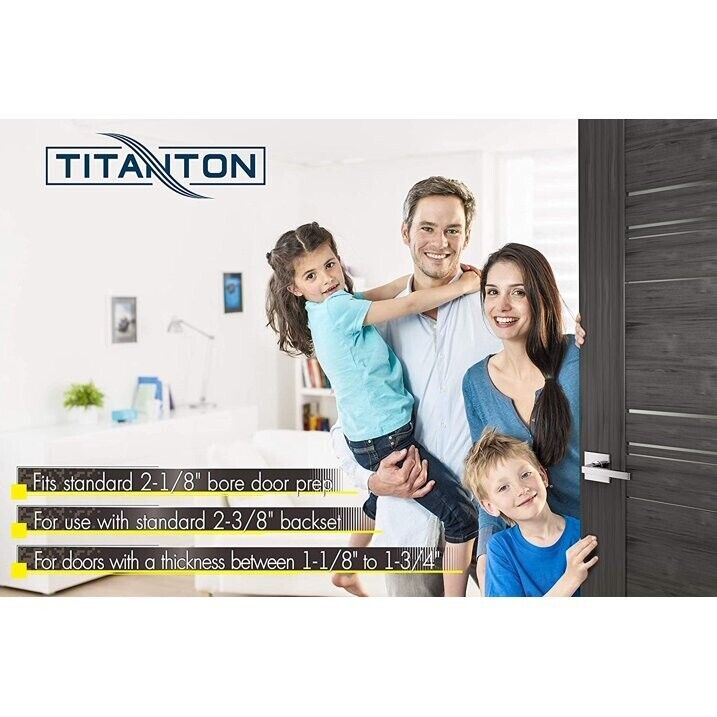 TITANTON 1721 - Modern Polished Chrome Door Handle Set - Passage, No Lock