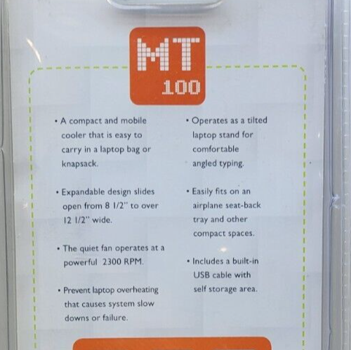 Picallo MT-100 Portable USB Laptop Cooling Fan for 7" to 15.5" Laptops