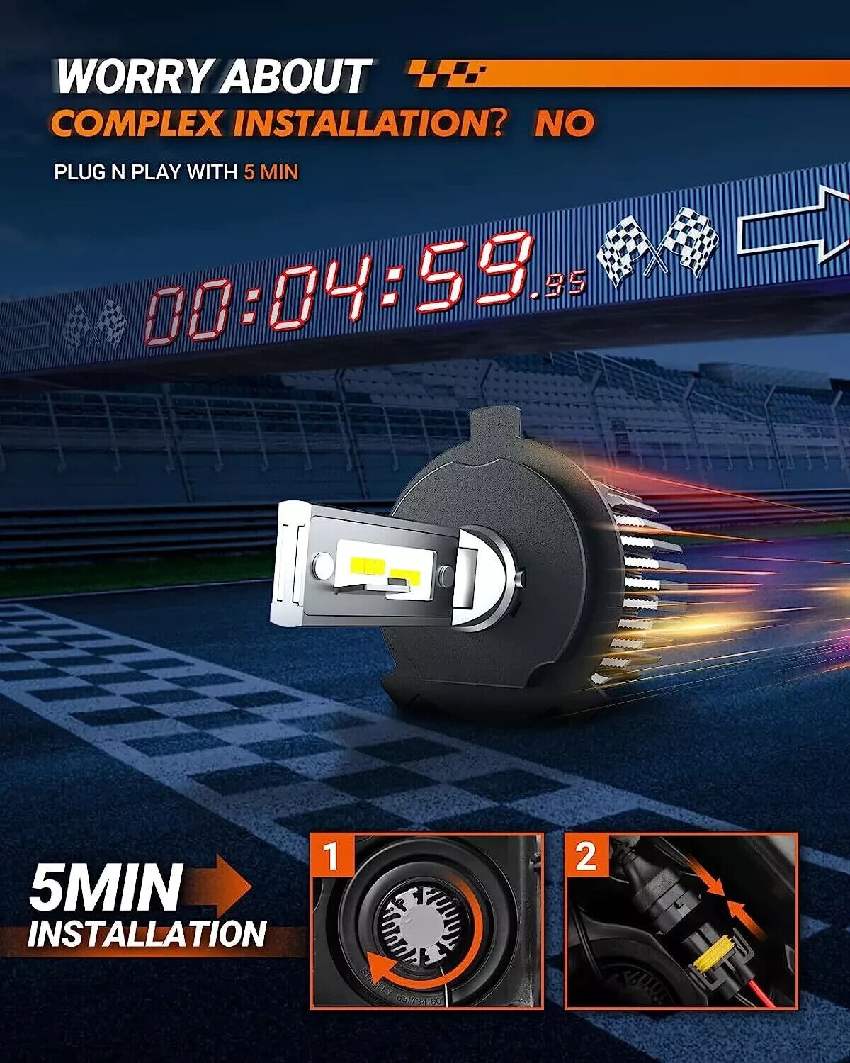 SEALIGHT Combo 2 H4 9003 LED Headlight Bulbs High Low Beam Super White 90000LM