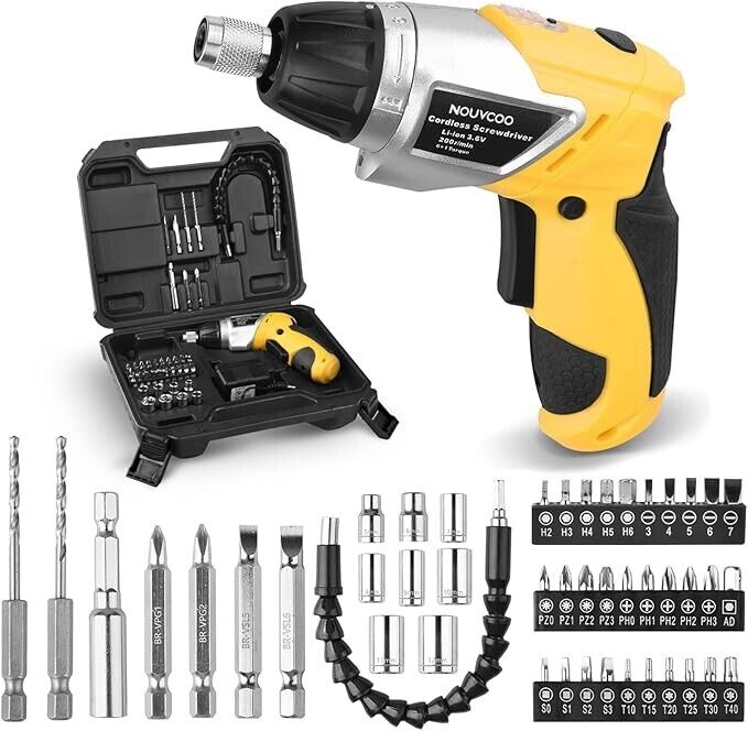 Electric Cordless Screwdriver, NOUVCOO 47Pcs Rechargeable Power Screw Guns