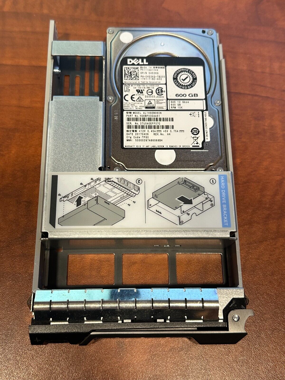 Hard Drive DELL 0453KG AL14SEB060N 600GB 10000RPM 128MB SAS-3 2.5" to 3.5" CADDY