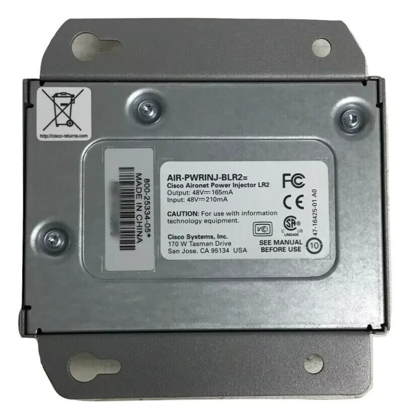 Cisco Aironet 1300 Power Injector LR2T AIR-PWRINJ-BLR2T AC