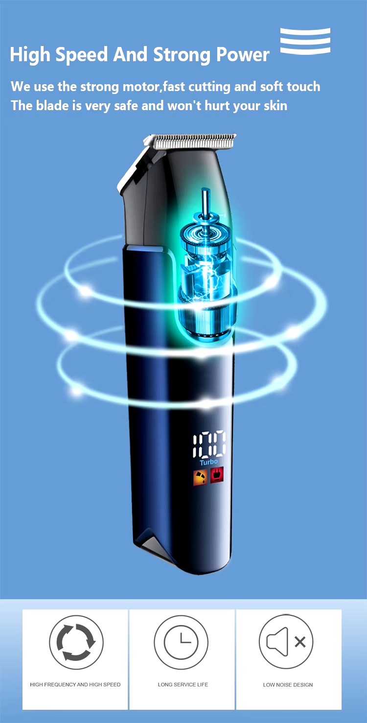 HTC AT-588 Hair Clipper, Zero-Cut, LED Display, 2 Speeds, Lithium Battery