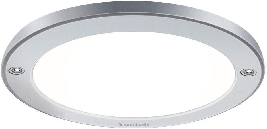 Youtob 15W LED Flush Mount Ceiling Light 1200lm Cool White 4000K, Brushed Silver