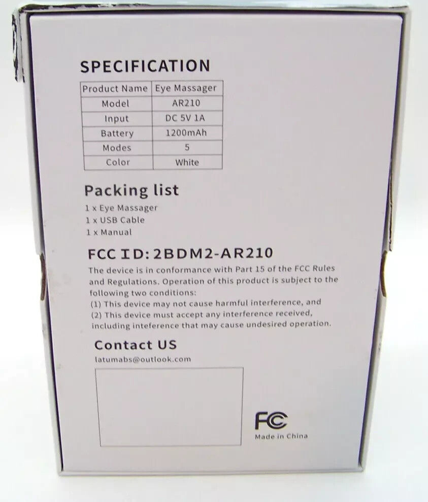 Latumab Eye Therapy Massager with Heat, Music, Air Compression, Vibration AR210