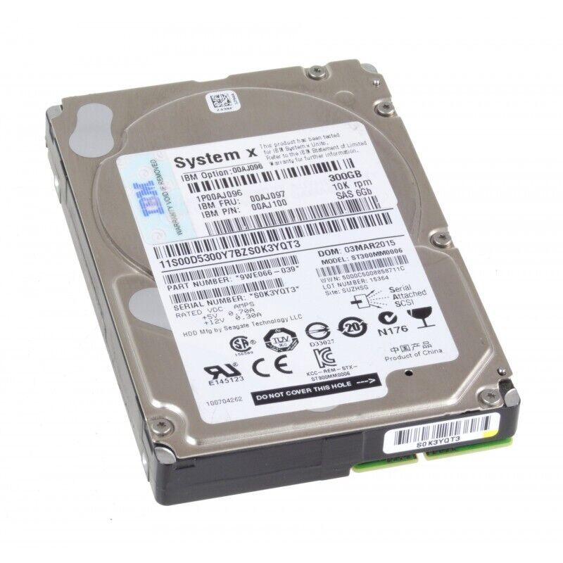 Lenovo IBM 00AJ097 00AJ100 00AJ096 300Gb 10K 6Gbps SAS 2.5 G3HS Hard Drive