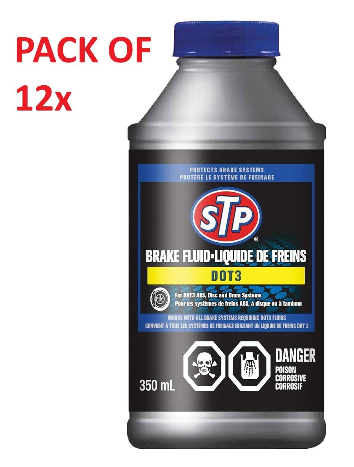 STP 17117 Brake Fluid DOT 3, 350ml, 12oz, Pack Of 12x