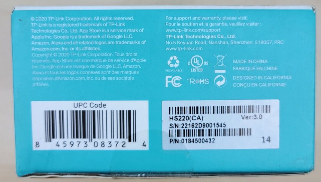 TP-LINK HS220 Smart Wi-fi Light Switch With Dimmer NEW