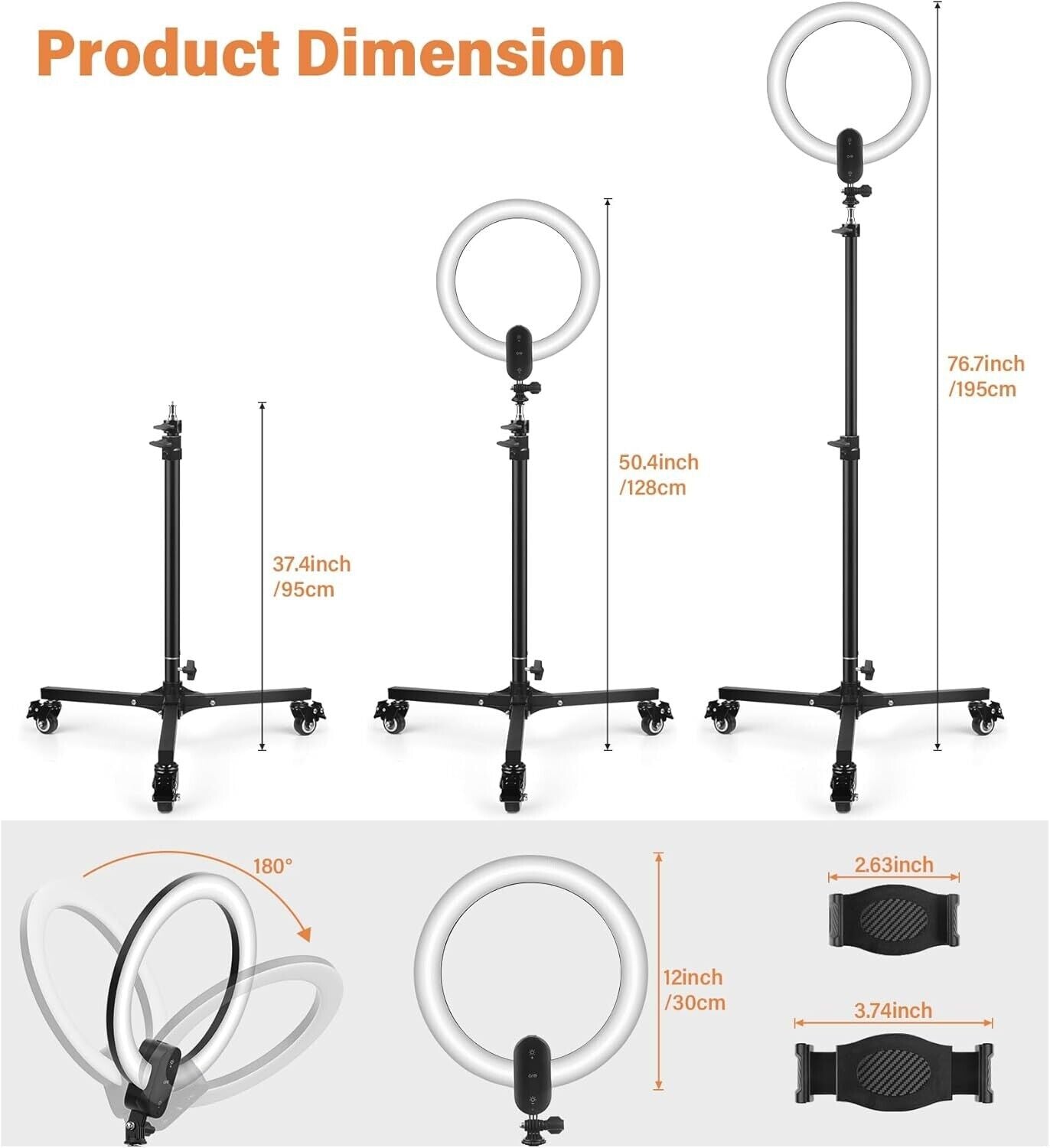 Tirkod 12 inch Ring Light with 63 inch Tripod Stand 3000-6500K LED Light