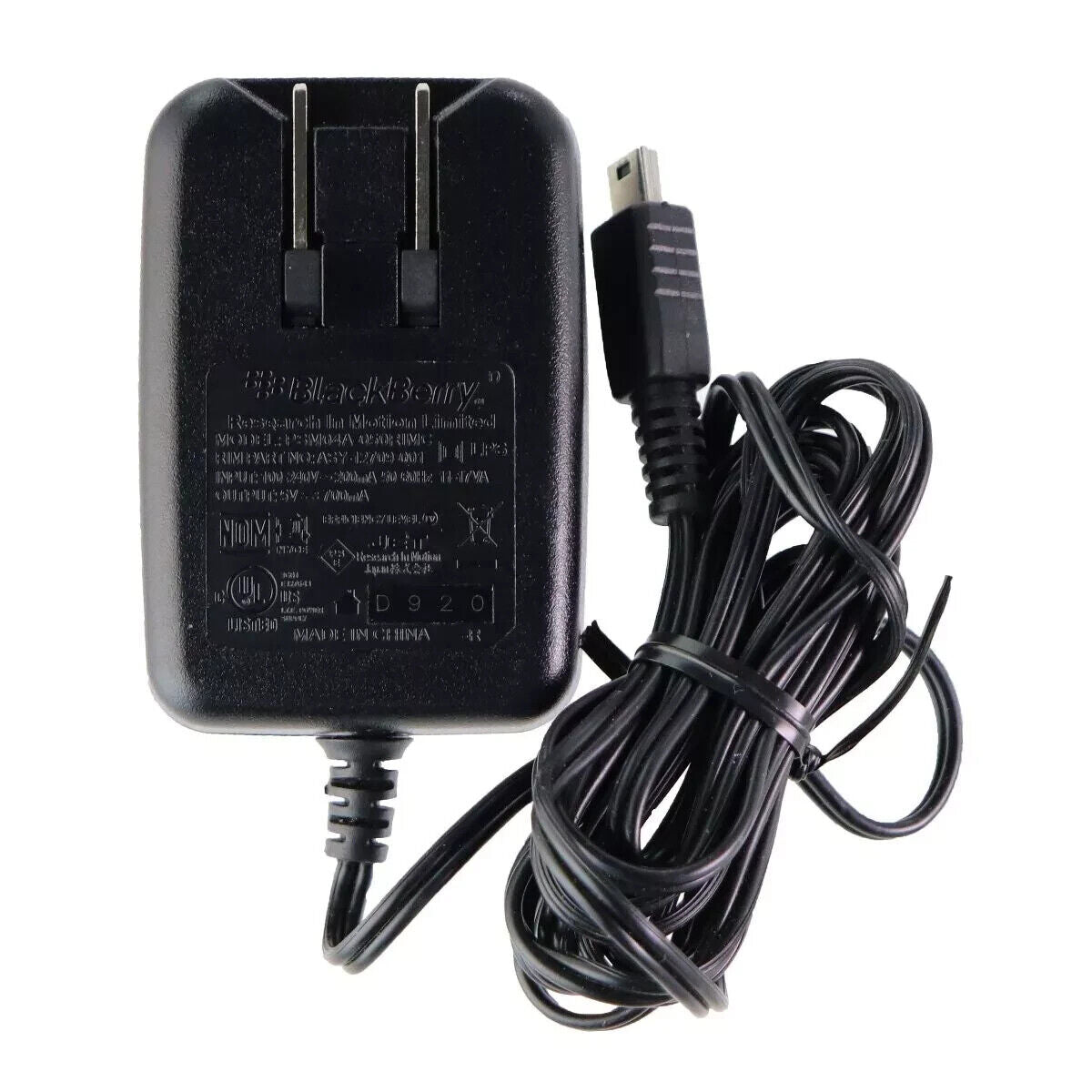 Blackberry (PSM04A-050RIMC) Wall Charger w/ Mini USB Connection - Black