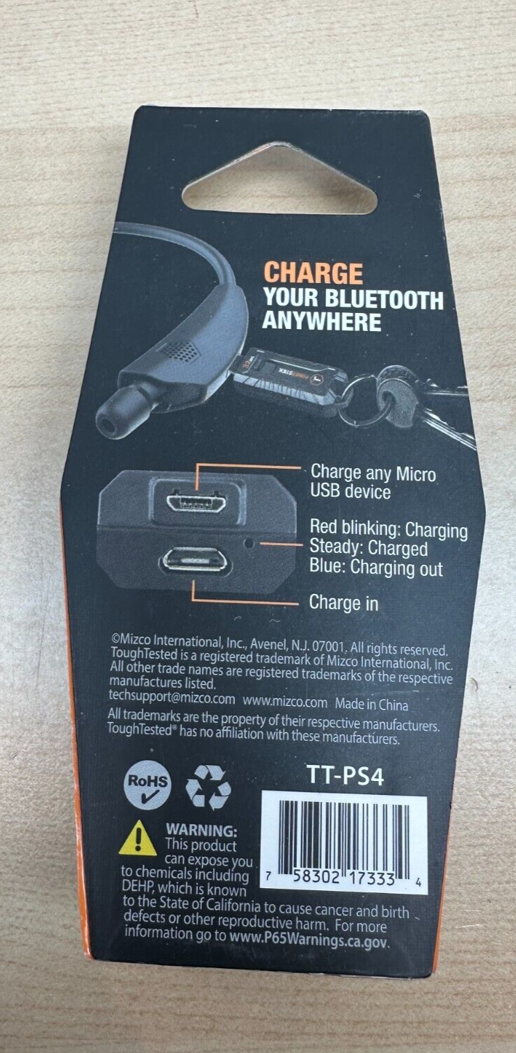 Tough Tested Micro USB Power Stick Rechargeable Battery for Bluetooth Devices