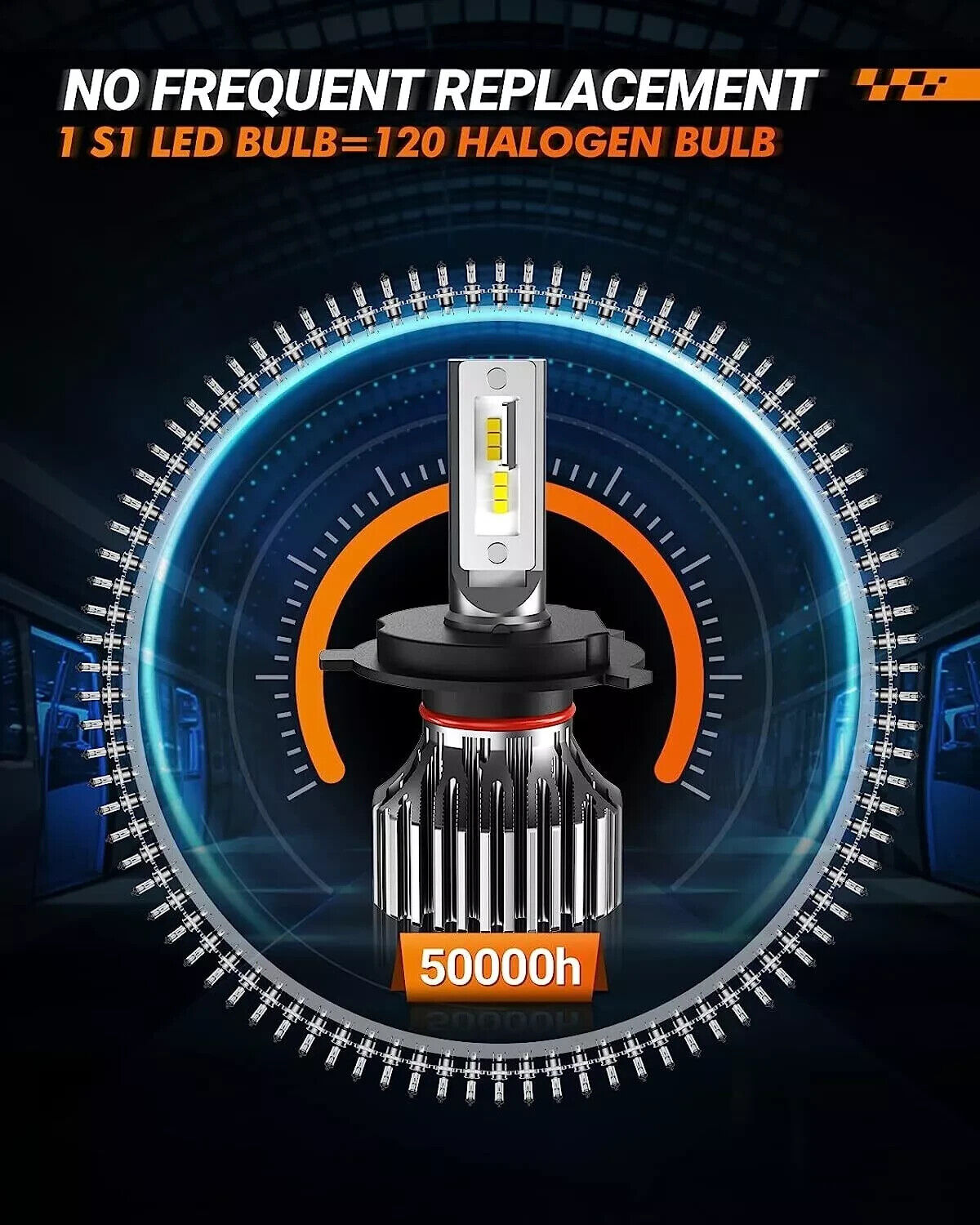 SEALIGHT Combo 2 H4 9003 LED Headlight Bulbs High Low Beam Super White 90000LM