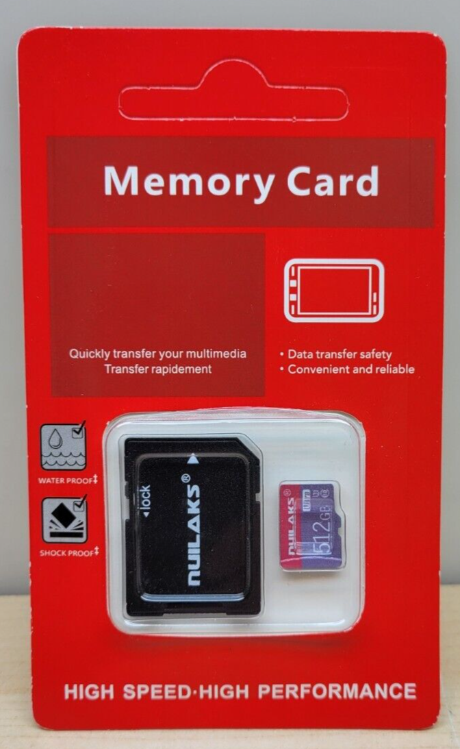 New NUILAKS 512GB Memory Card with Adapter High Speed - High Performance
