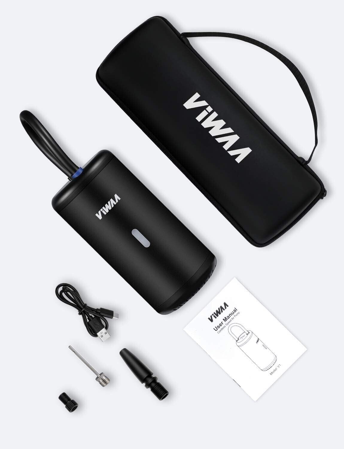 ViWAA Mini Tire Inflator, 2600mAh Rechargeable, 150PSI Air Pump for Cars & Bikes