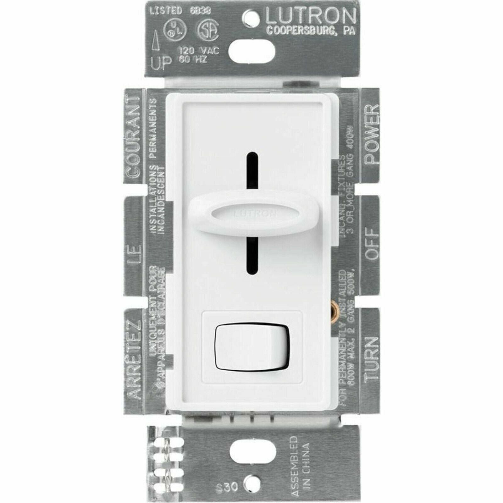 Lot of 3x Lutron Skylark S-600PE-WH Single Pole Preset Dimmer Light Switch WHITE