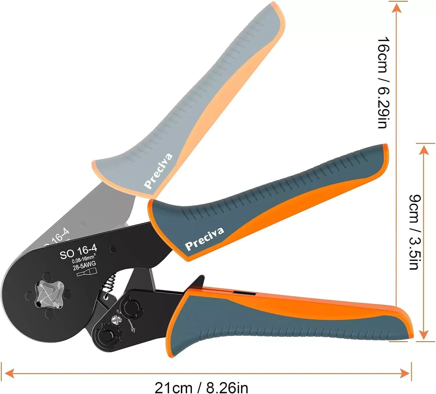 Wire Ferrule Crimping Tool 16-4 Square Jaw Wire Crimping Pliers AWG 28-5 0.08-16