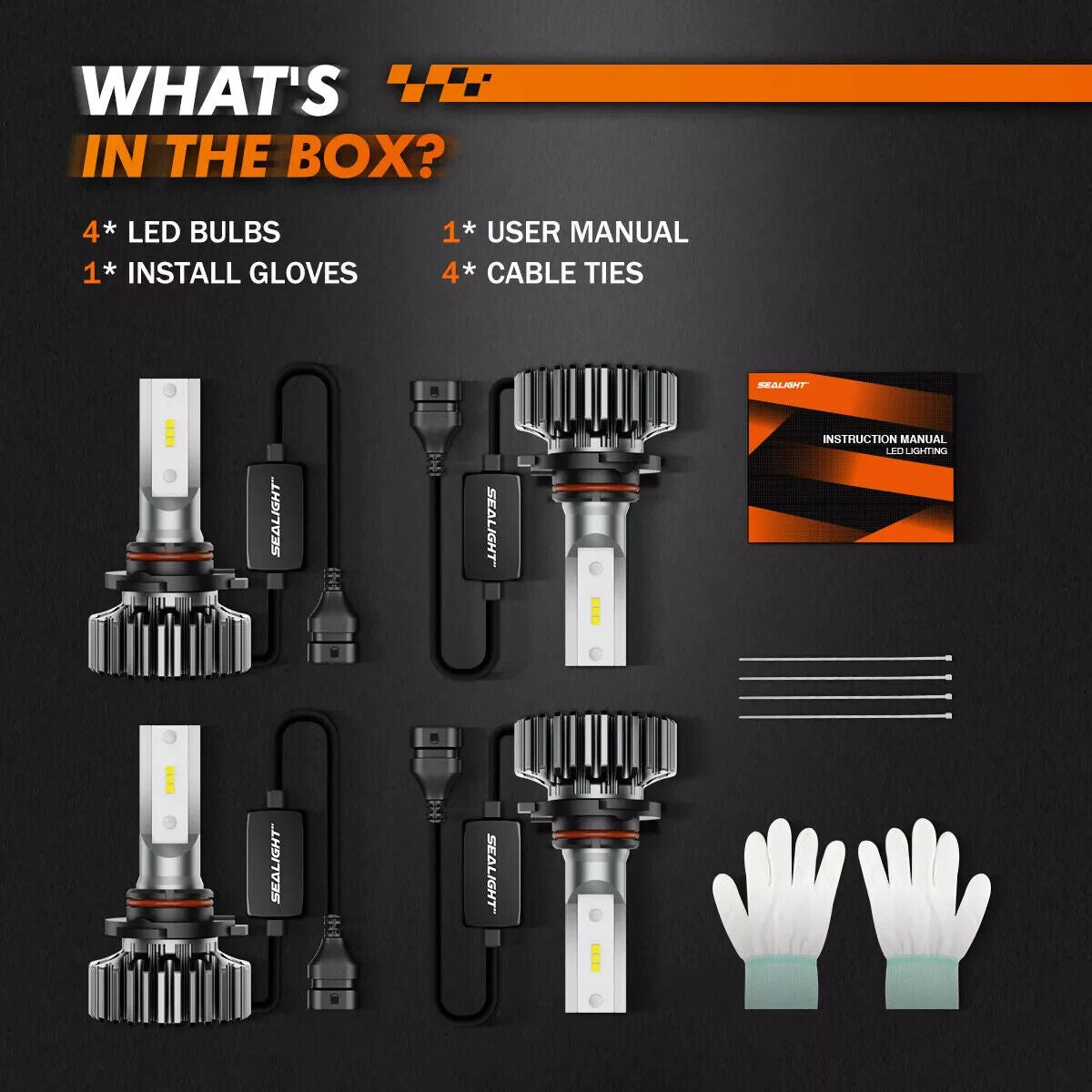 SEALIGHT LED Headlights Bulb Conversion Kit 9005 9006 High/Low Beam Bright White