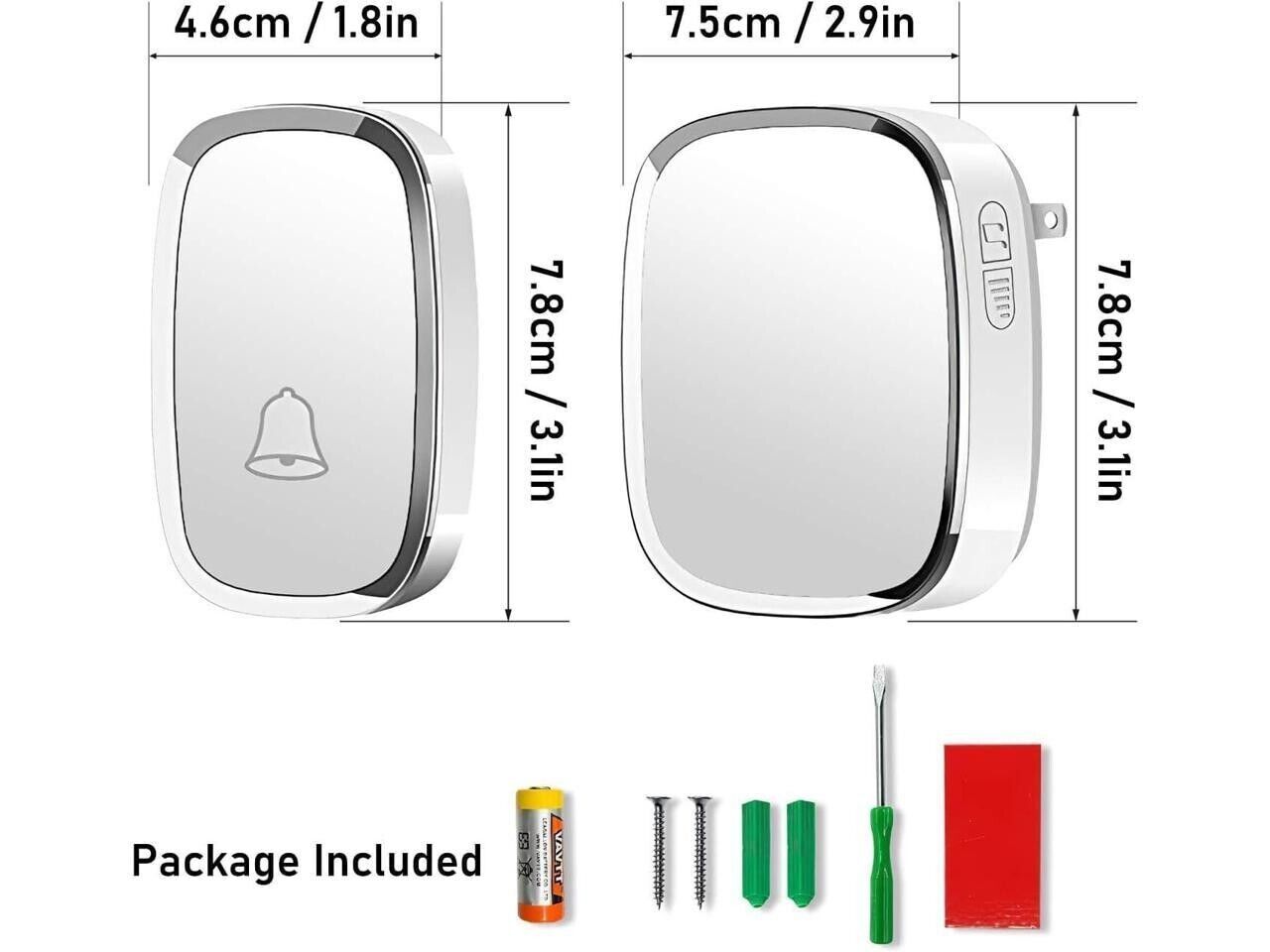 SK Depot Ultra-Long Wireless Range Waterproof Wireless Doorbell Chime Kit