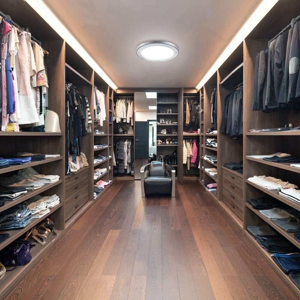 Youtob 15W LED Flush Mount Ceiling Light 1200lm Cool White 4000K, Brushed Silver