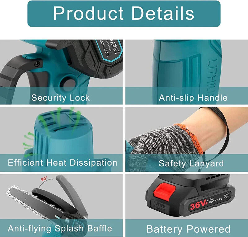 DEIHONG Mini Chainsaw Portable Electric Cordless Battery Powered UPGRADED