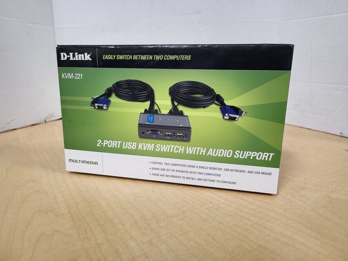 D-Link 2-Port USB KVM Switch w/ Audio Support | KVM-221