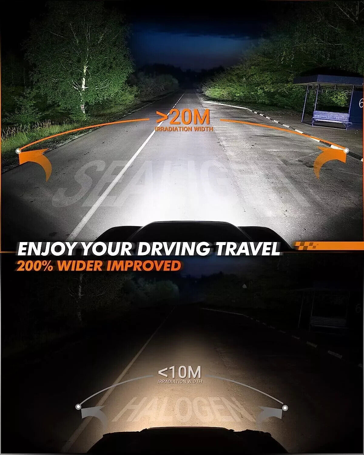 SEALIGHT Combo 2 H4 9003 LED Headlight Bulbs High Low Beam Super White 90000LM