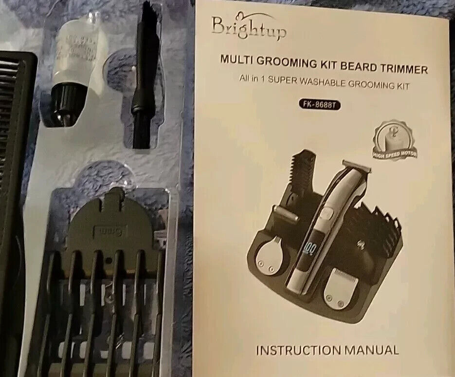 Brightup 18 In 1 Men's Rechargeable Hair Clippers& Grooming Kit. Washable!