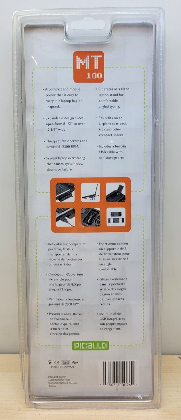 Picallo MT-100 Portable USB Laptop Cooling Fan for 7" to 15.5" Laptops