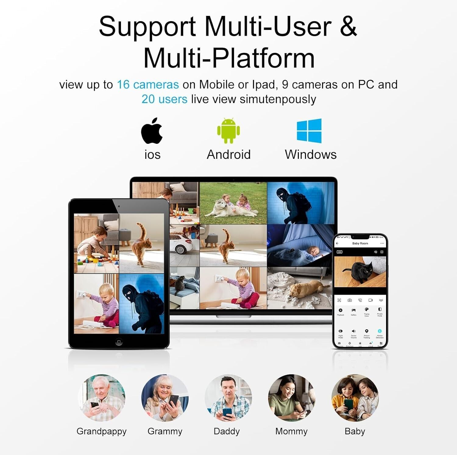 SYMYNELEC 2K Light Bulb Security Camera, 360° WiFi, Night Vision, 2-Way Talk