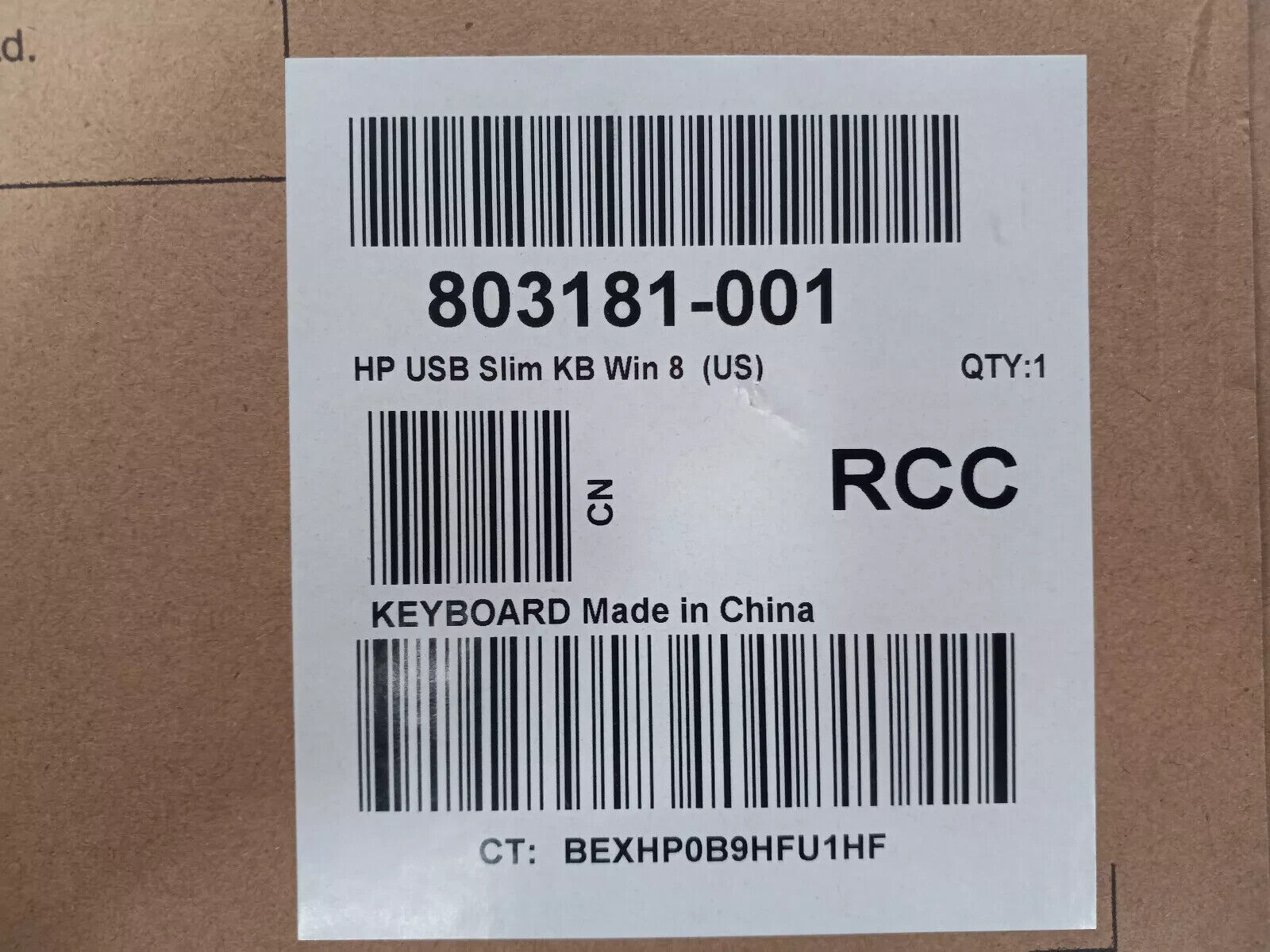 HP USB Slim Keyboard Win 8 US (803181-001)