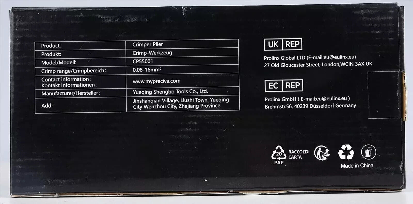 Wire Ferrule Crimping Tool 16-4 Square Jaw Wire Crimping Pliers AWG 28-5 0.08-16