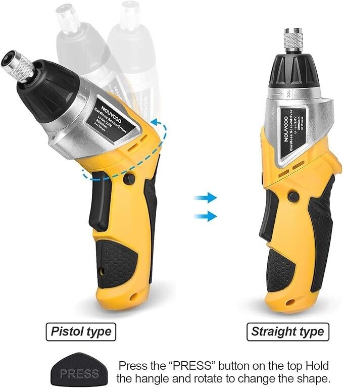 Electric Cordless Screwdriver, NOUVCOO 47Pcs Rechargeable Power Screw Guns