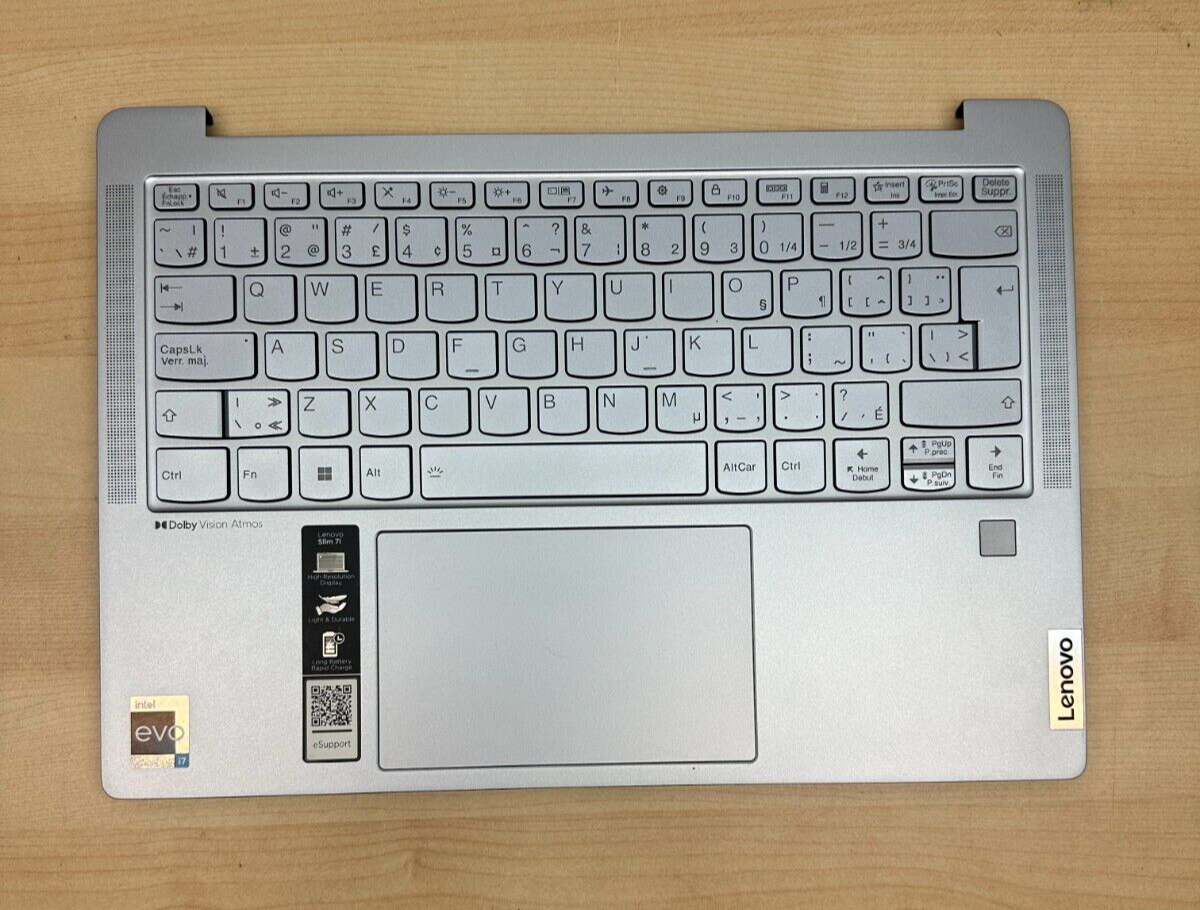 Lenovo Slim 7 14IRP8 Full Palmrest Assembly Touchpad Keyboard Canadian Grey