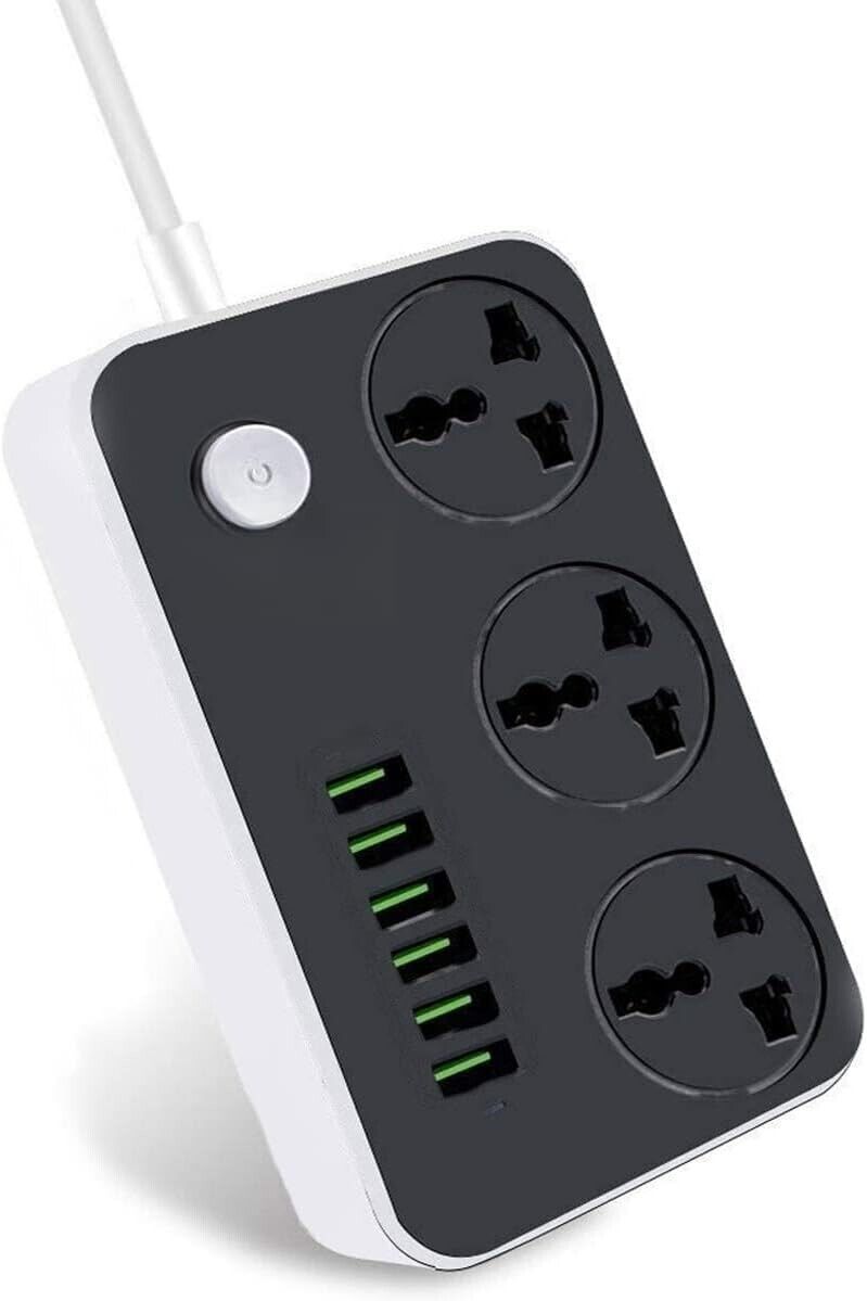 Power Strip with USB Ports 6 Outlets 6.5ft Cord 2500W Circuit Breaker Child Safe
