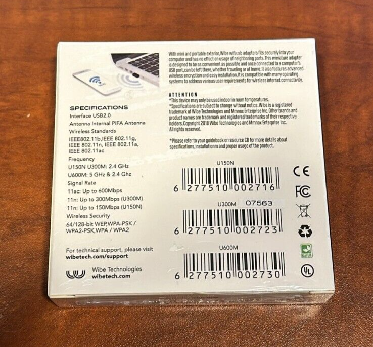 Wifi USB Adapter Dongle U300M Wibe 300Mbps Wireless *Retail Box*