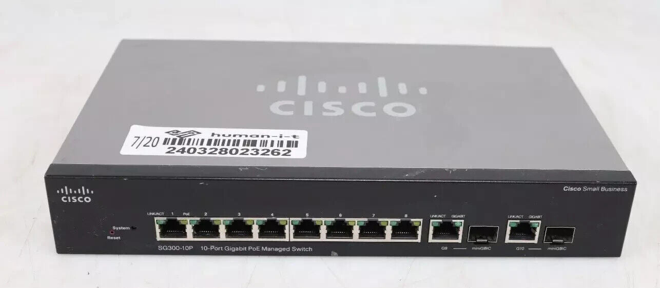 Cisco SG300-10P 10-Port Gigabit PoE Managed Switch 2 x dual-personality ports