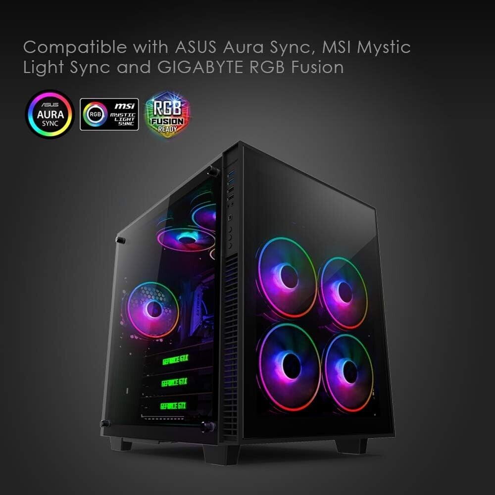anidees AI Tesseract Duo 120mm RGB PWM Fan for ASUS Aura, MSI Mystic, 3pcs