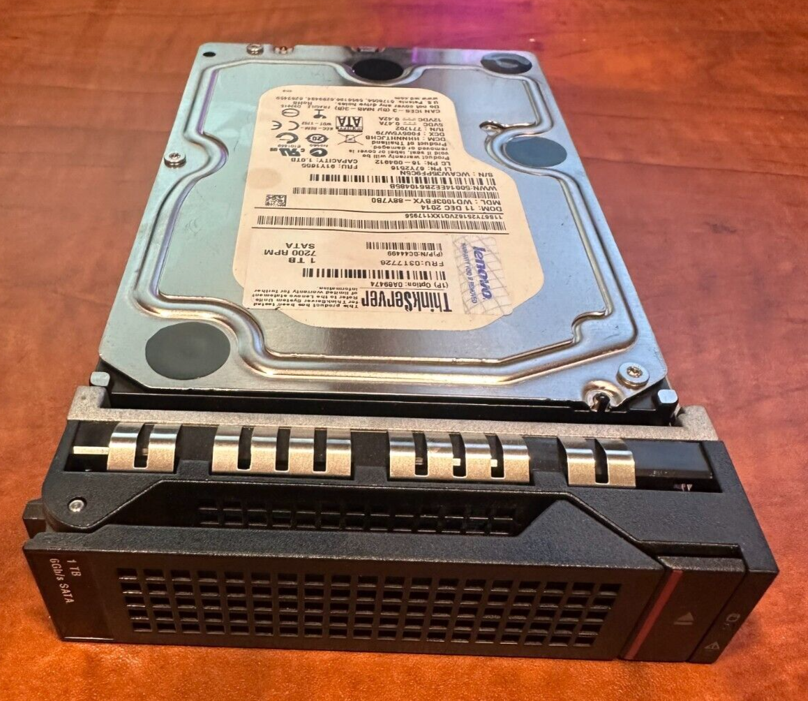 Lenovo ST1000NM0033 1TB 3.5" 6Gb/s 7.2K RPM SATA HDD W/Caddy FRU P/N: 03T7726