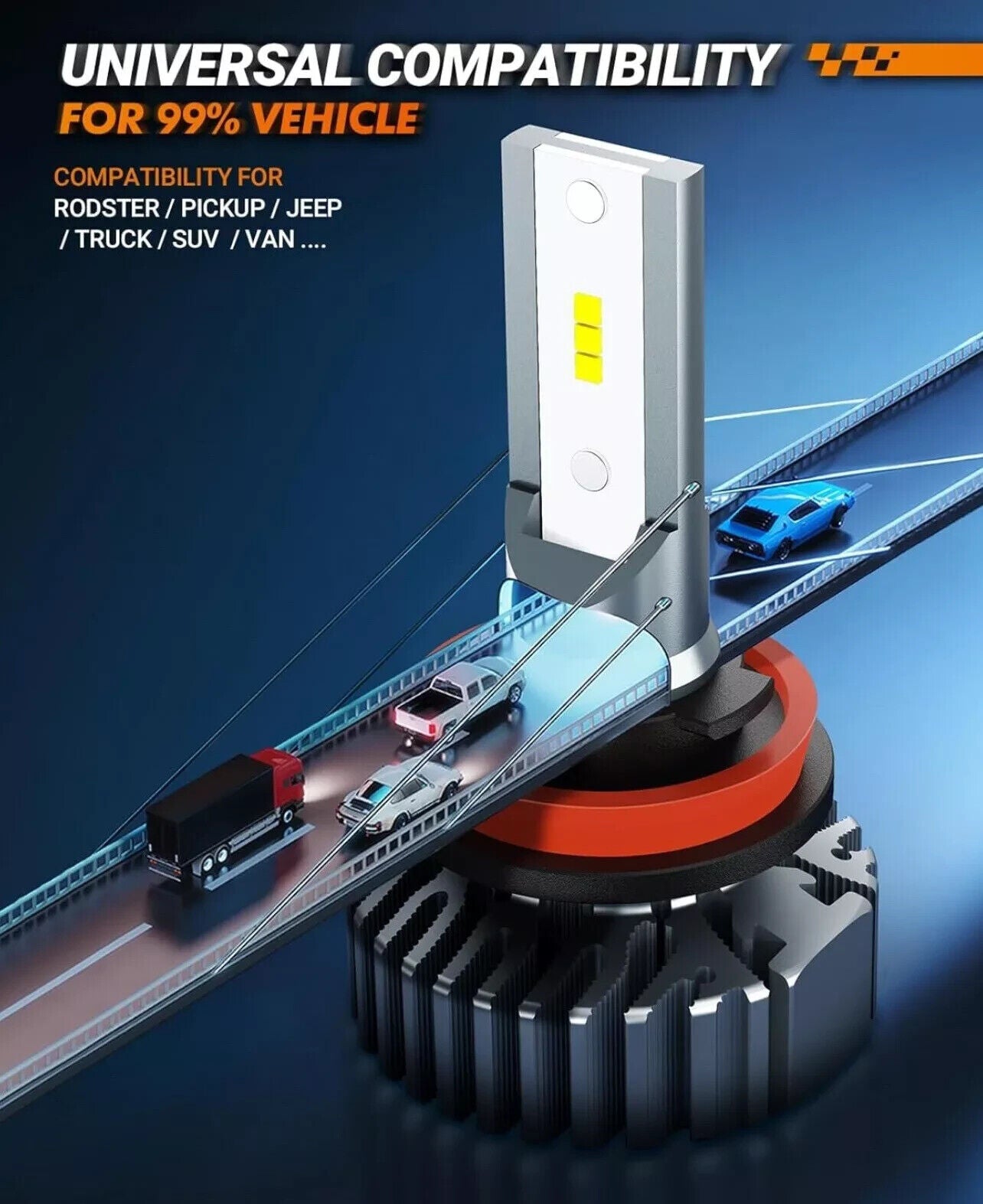 SEALIGHT S1 H11/H9/H8 LED Bulbs High Low Beam Headlight Super Bright Cool White