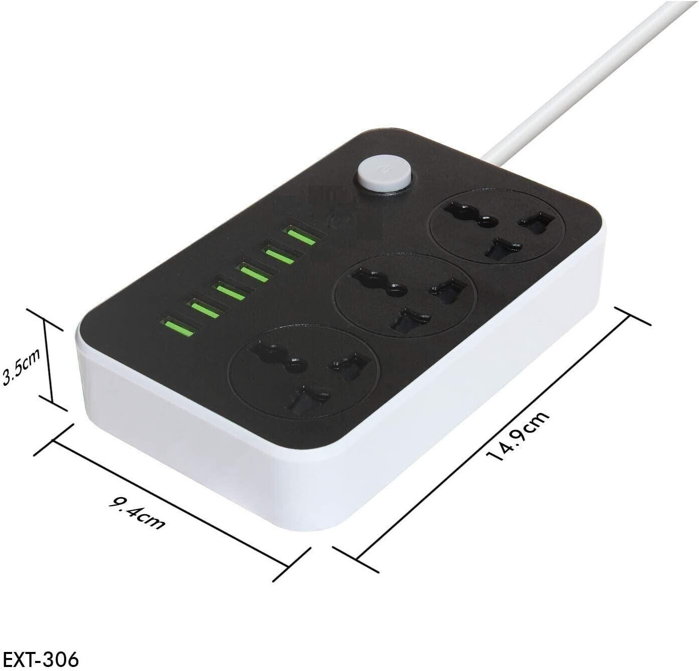 Power Strip with USB Ports 6 Outlets 6.5ft Cord 2500W Circuit Breaker Child Safe