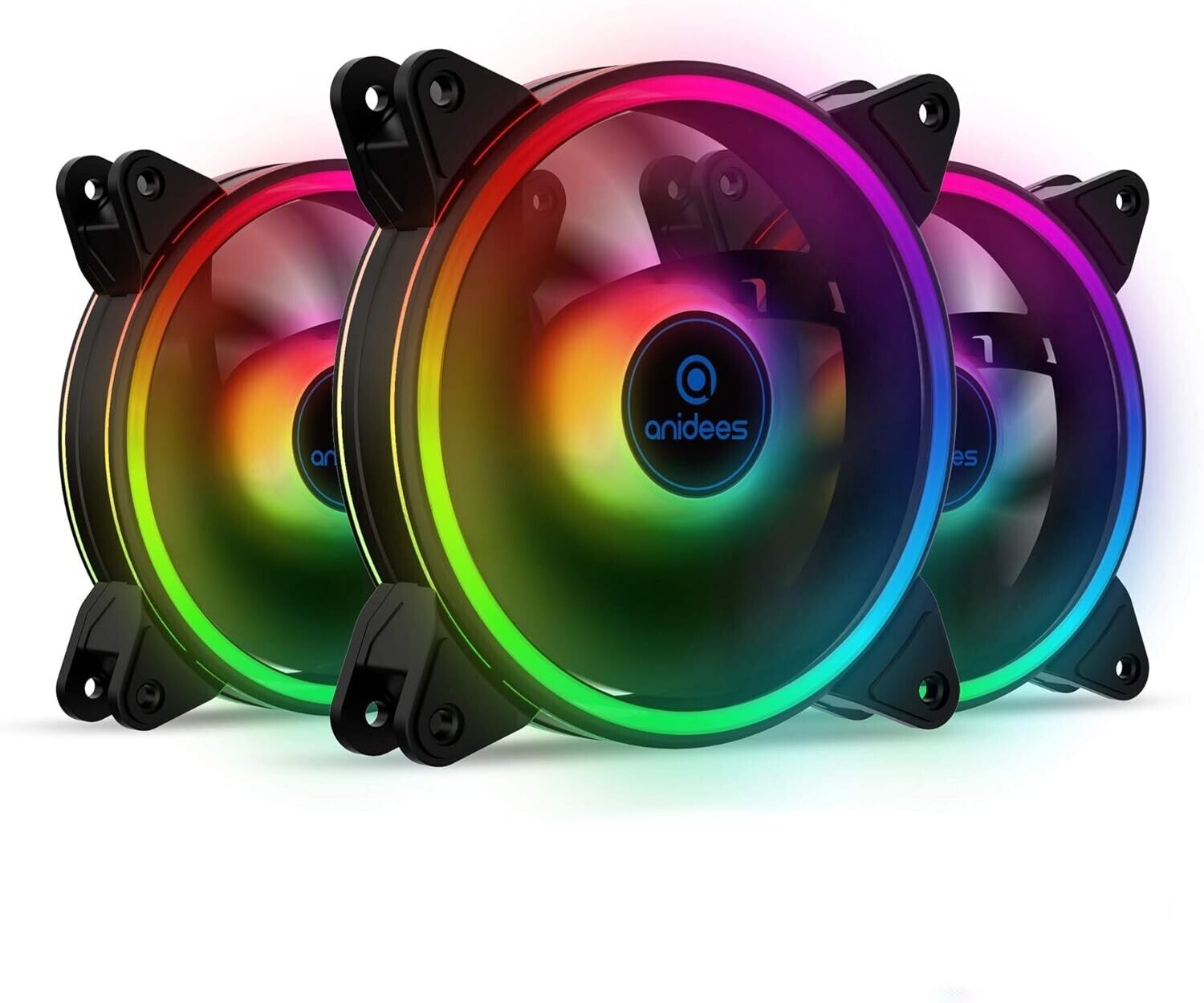 anidees AI Tesseract Duo 120mm RGB PWM Fan for ASUS Aura, MSI Mystic, 3pcs