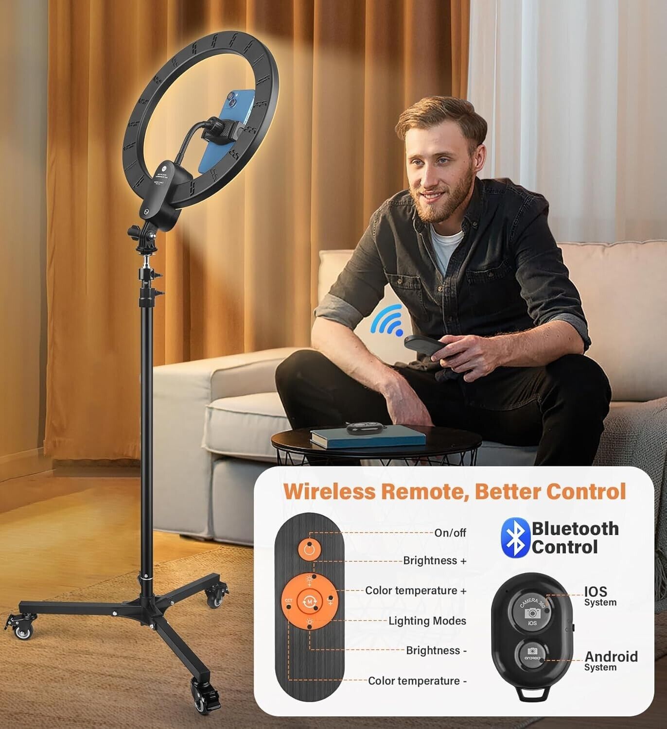 Tirkod 12 inch Ring Light with 63 inch Tripod Stand 3000-6500K LED Light