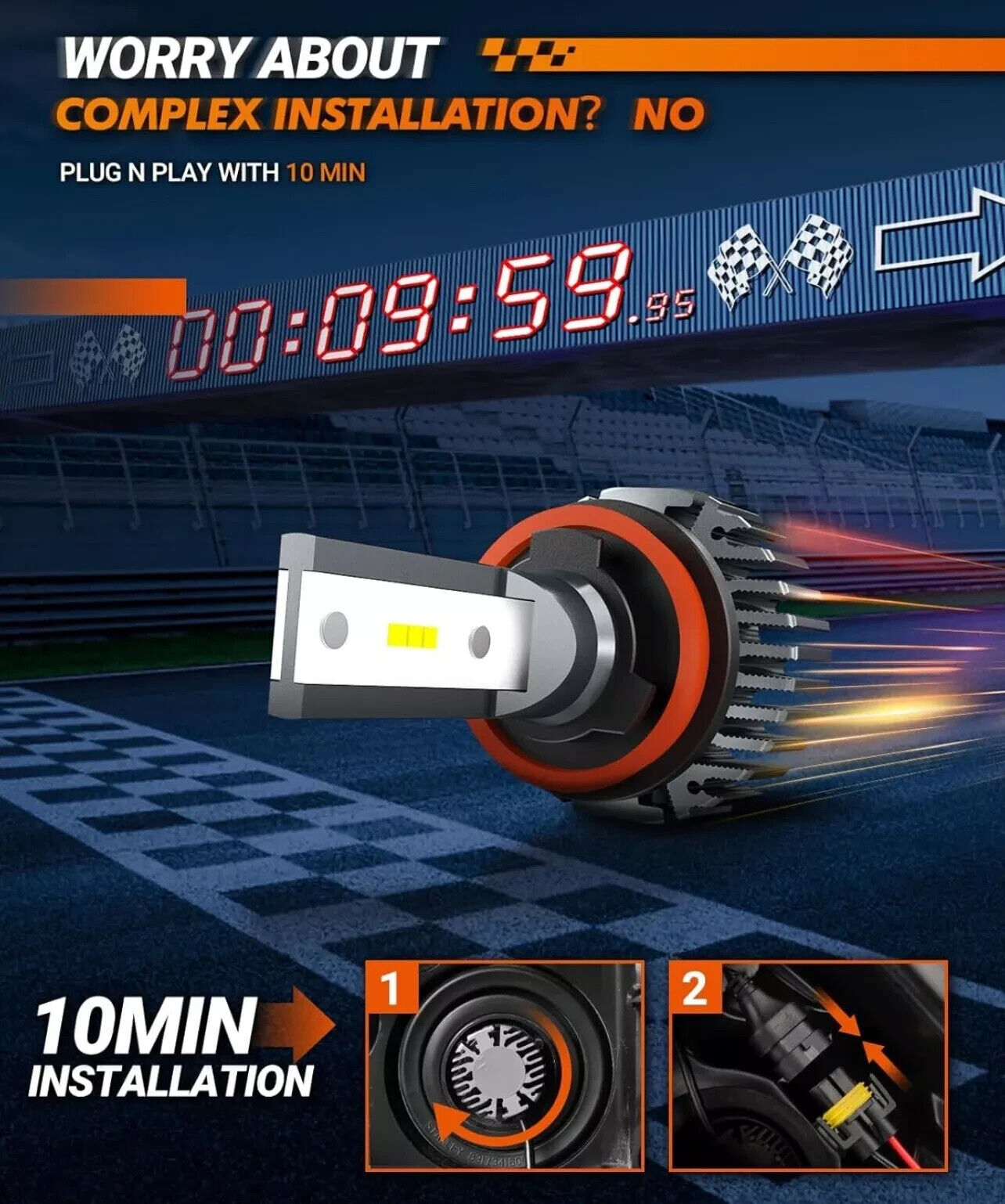 SEALIGHT S1 H11/H9/H8 LED Bulbs High Low Beam Headlight Super Bright Cool White