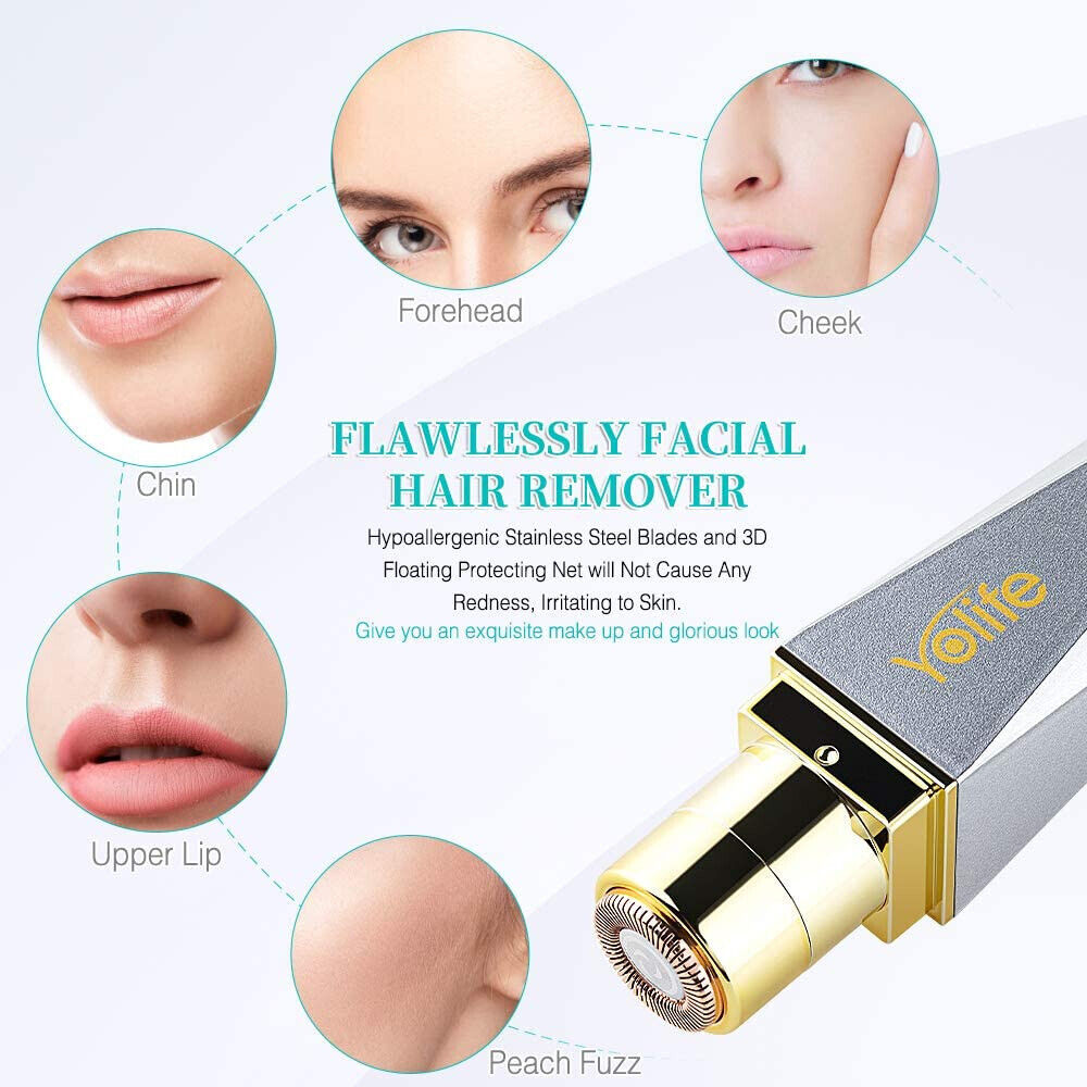 Yolife Facial Hair Removal for Women Painless Waterproof Shaver Grey
