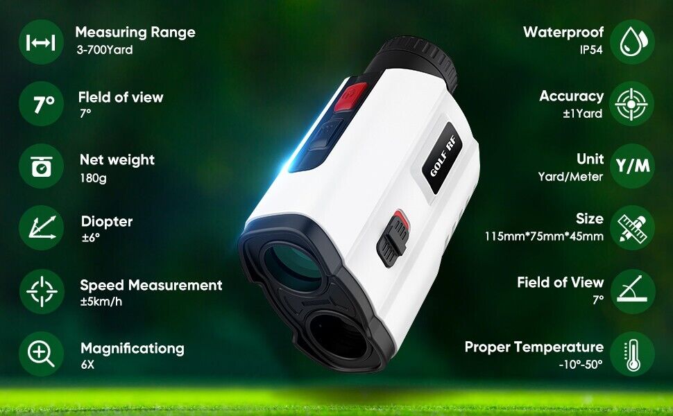 Golf Range Finder 700 Yards Laser USB Rechargeable Slope 6X Tournament Legal