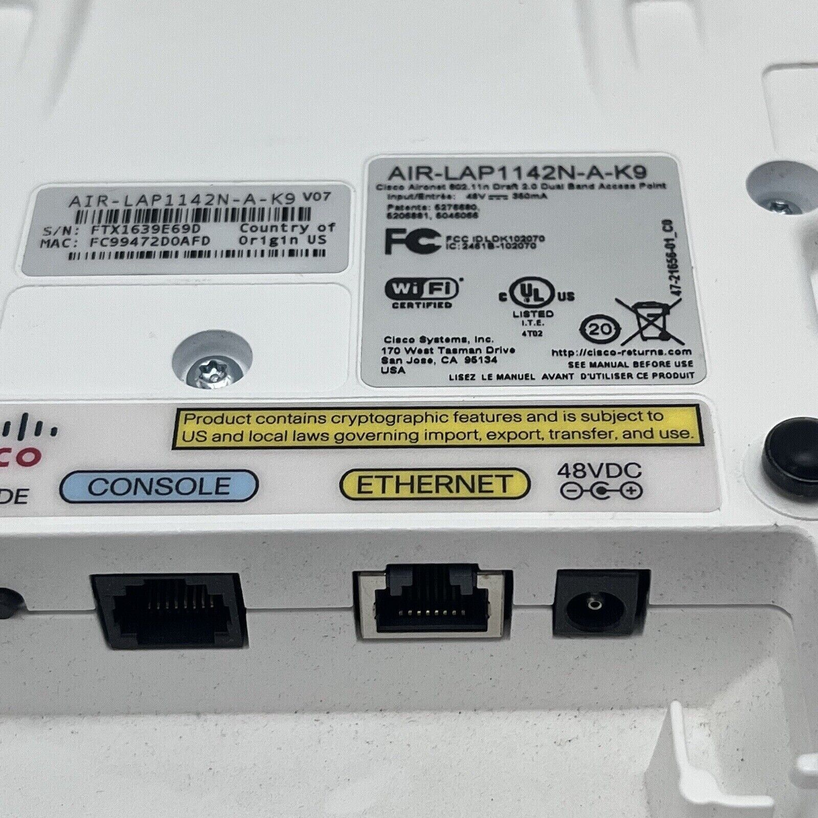 Cisco Aironet AIR-LAP1142N-A-K9 Wireless Lightweight Dual Band Access Point