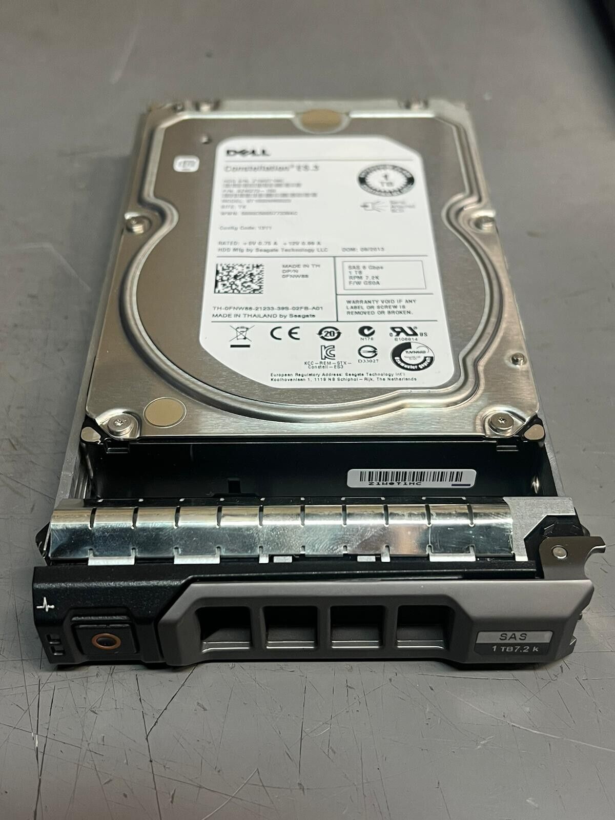 FNW88 Dell 1TB 7.2K 3.5" SAS 6Gb/s HDD with Poweredge Tray 0FNW88 ST1000NM0023