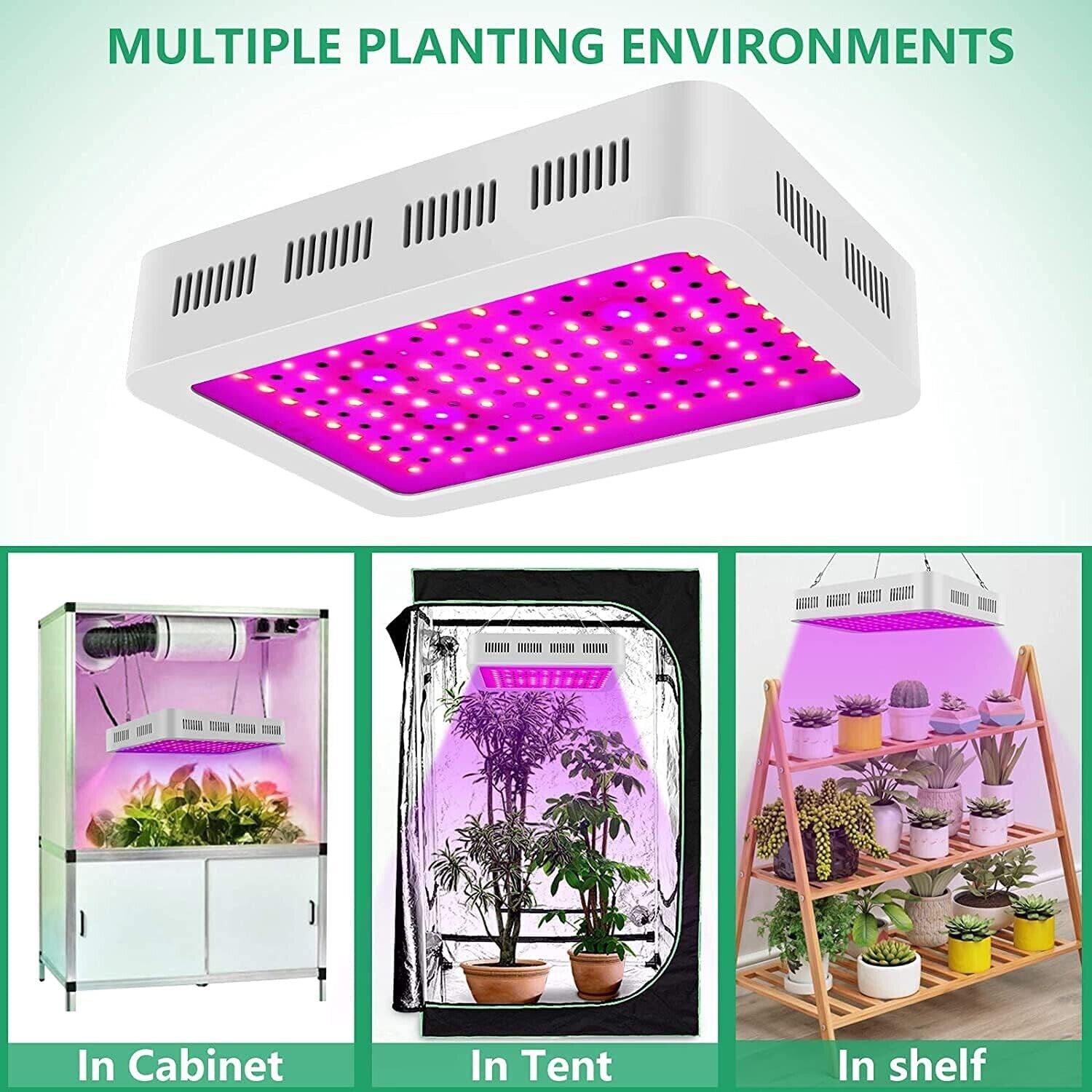 LED Grow Light 1000w Indoor Plant Full Spectrum Seedling Succulents Herbs Flower